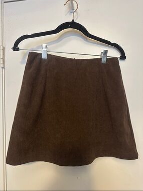 HALARA Brown Corduroy A-Line Skirt